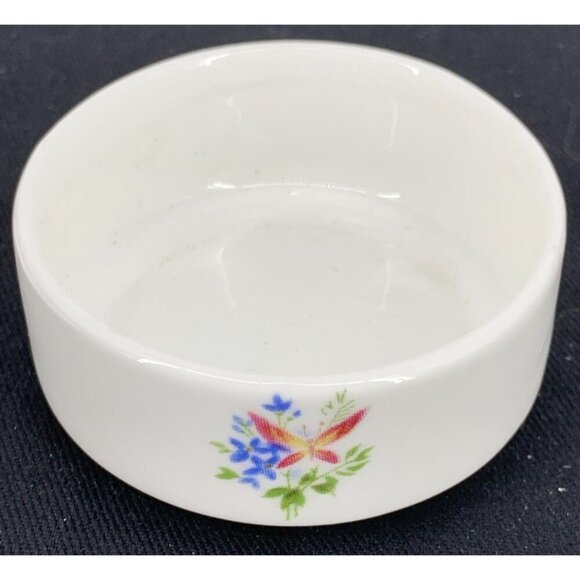 Lefton Trinket Box Bone China Flower Butterfly Flowers 2" Vintage - Picture 8 of 8